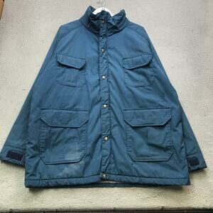 Vintage 90s Woolrich Parka Field Jacket Men XL Made In USA Blue Hunting 4 Pocket